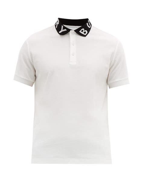 burberry logo intarsia cotton piqué polo shirt|Check Collar Cotton Polo Shirt in White .